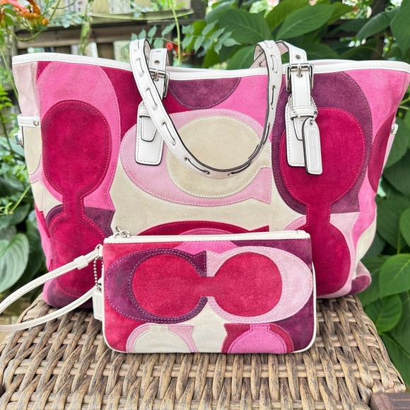 Coach Pink and Cream Tote and Clutch Set - Picture 4 of 6